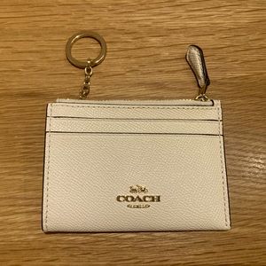 Coach white leather card and coin case